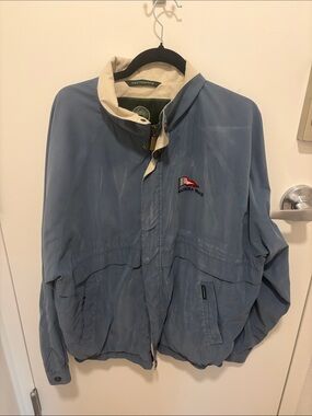 Vintage Y2K Weatherproof Windbreaker Blue/Cream XL Embroidered Madeira Beach